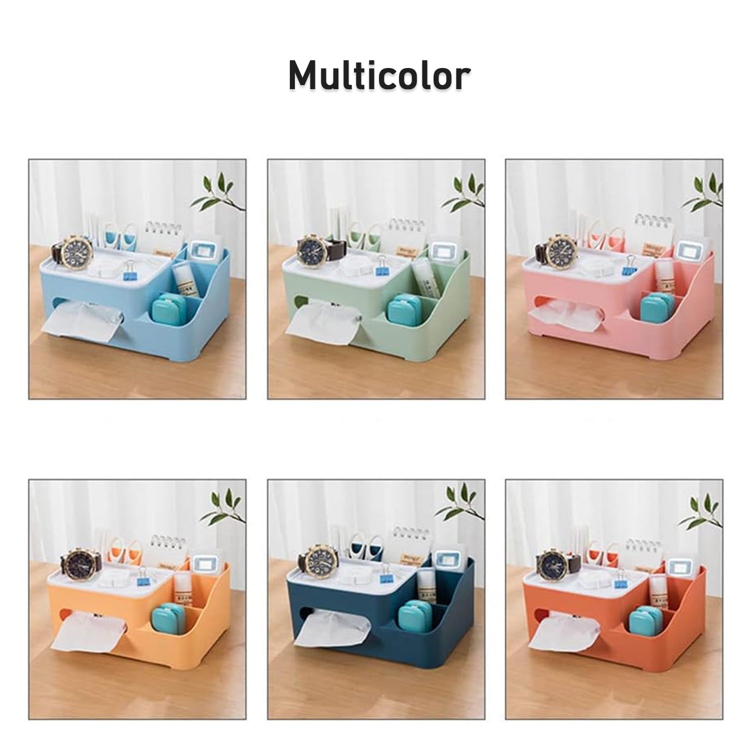 17671 Tissue Paper Storage Holder, Stationery Storage Remote Control, Decorative Pen, Pencil, Napkin, Mobile Phone Multi-Function Desk Storage Organizer for Home and Office (6 Compartment) 17671 Tissue Paper Storage Holder, Stationery Storage Remote Control, Decorative Pen, Pencil, Napkin, Mobile Phone Multi-Function Desk Storage Organizer for Home and Office (6 Compartment)